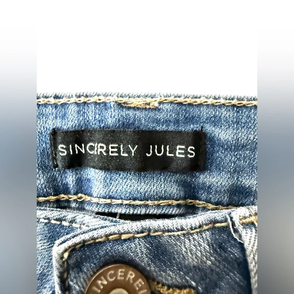 Sincerely Jules Cropped High Rise Straight Leg Distressed Jeans Size 5